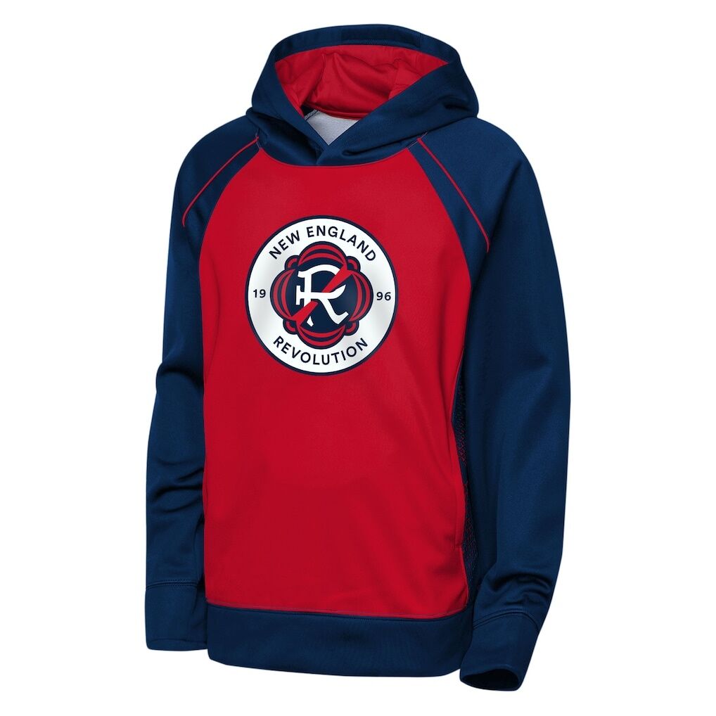 New England Revolution Outerstuff Youth Striker Fleece Hoodie - Red/Navy