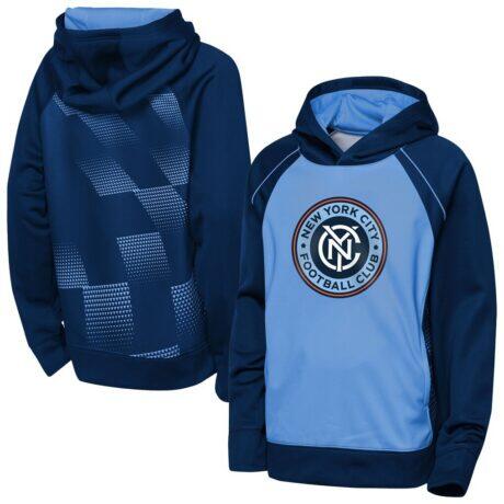 New York City FC Outerstuff Youth Striker Fleece Hoodie - - Front View