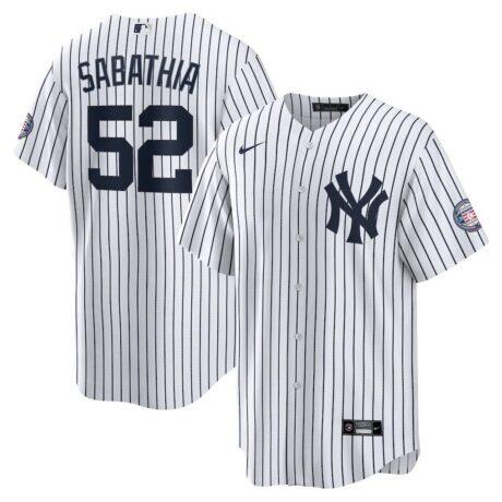 CC Sabathia New York Yankees Nike 2025 Baseball Hall of Fame Name & Number Retired Replica Jersey - White - Alt1