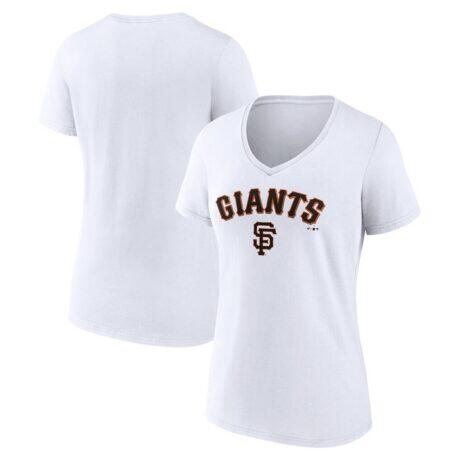 San Francisco Giants Women's Team Lockup V-Neck T-Shirt - White - Front View