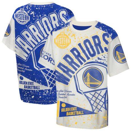 Golden State Warriors Outerstuff Youth Top Player All-Over-Print T-Shirt - White - Front View