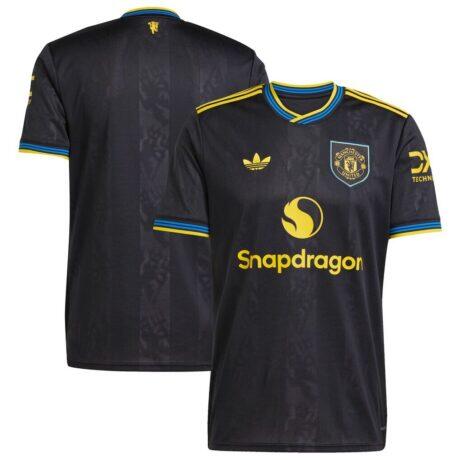 Manchester United adidas 2025/26 Third Replica Jersey - Black - Front View