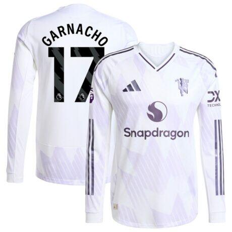Alejandro Garnacho Manchester United adidas 2025/26 Away Authentic Long Sleeve Player Jersey - White - Front View