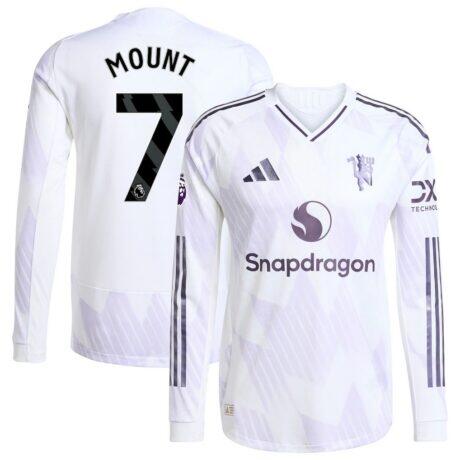 Mason Mount Manchester United adidas 2025/26 Away Authentic Long Sleeve Player Jersey - White - Front View