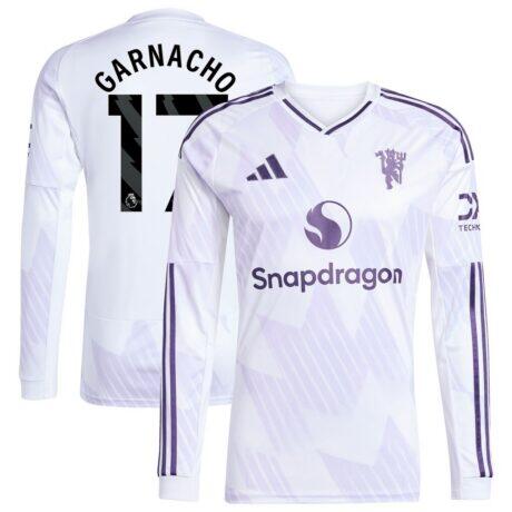 Alejandro Garnacho Manchester United adidas 2025/26 Away Replica Long Sleeve Player Jersey - White - Front View