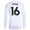 Amad Diallo Manchester United adidas 2025/26 Away Replica Long Sleeve Player Jersey - White - Detail View