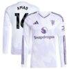 Amad Diallo Manchester United adidas 2025/26 Away Replica Long Sleeve Player Jersey - White - Front View