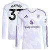 Kobbie Mainoo Manchester United adidas 2025/26 Away Replica Long Sleeve Player Jersey - White - Front View