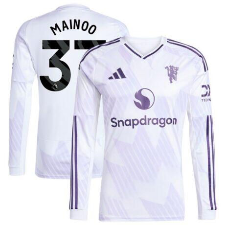 Kobbie Mainoo Manchester United adidas 2025/26 Away Replica Long Sleeve Player Jersey - White - Front View