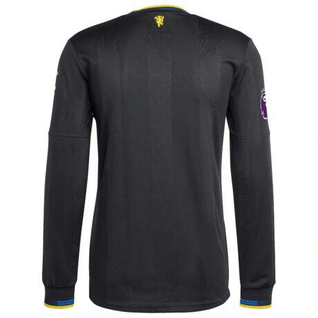 Manchester United adidas 2025/26 Third Authentic Long Sleeve Jersey - Black - Front View