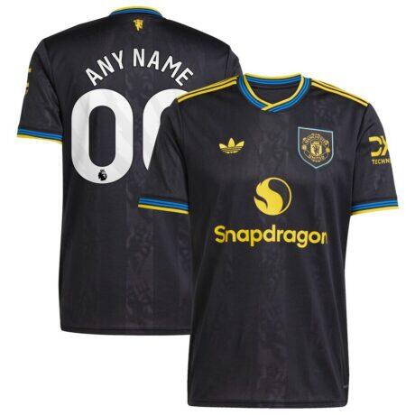 Manchester United adidas 2025/26 Third Replica Custom Jersey - Black - Front View