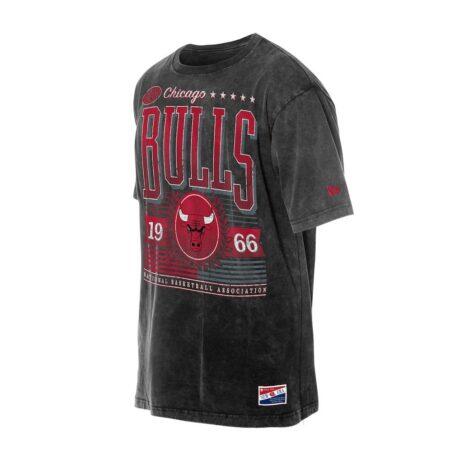 Chicago Bulls New Era Oversized Throwback Collection Mineral Wash T-Shirt - Black - Detail View