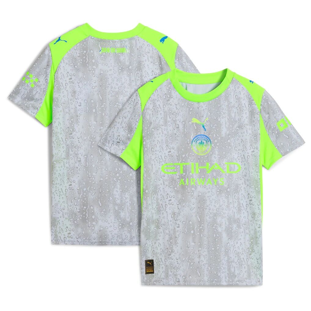 Manchester City Puma Youth 2025/26 Third Replica Jersey – Green/Neon Green