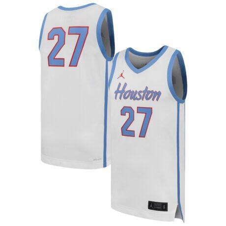 #27 Houston Cougars Jordan Brand Replica Basketball Jersey - White - Front View