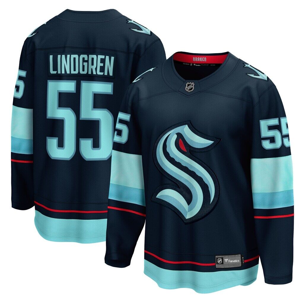 Ryan Lindgren Seattle Kraken Fashion7 Home Breakaway Jersey - Deep Sea Blue