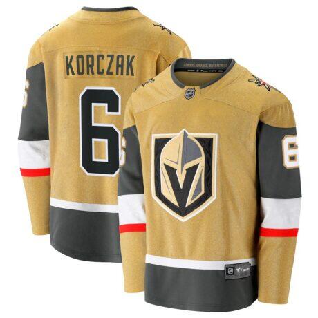 Kaedan Korczak Vegas Golden Knights Fashion7 Home Breakaway Jersey - Gold - Front View
