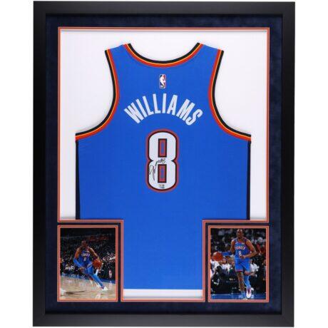 Jalen Williams Oklahoma City Thunder Autographed Fashion7 Authentic SM Deluxe Framed Blue Nike Icon Edition Swingman Jersey