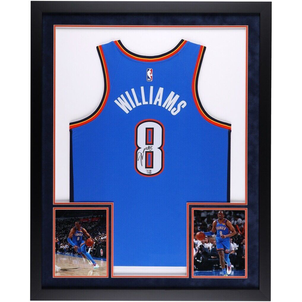 Jalen Williams Oklahoma City Thunder Autographed Fashion7 Authentic SM Deluxe Framed Blue Nike Icon Edition Swingman Jersey
