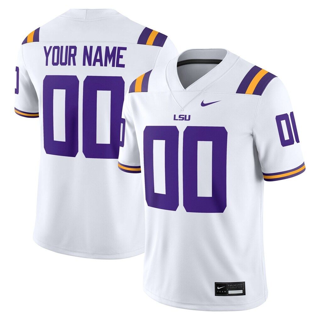 LSU Tigers Nike White Custom Game Jersey