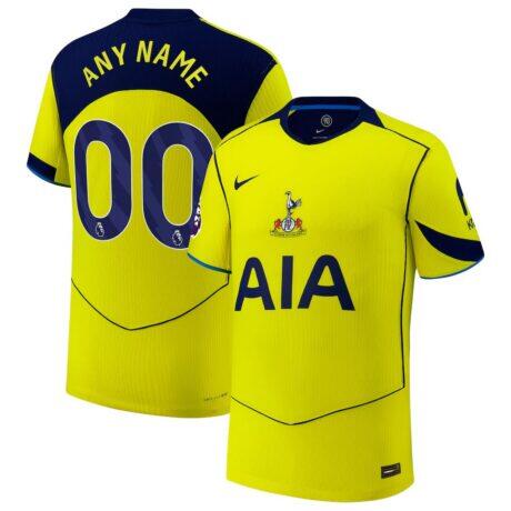 Tottenham Hotspur Nike 2025/26 Third Authentic Custom Jersey - Yellow - Front View