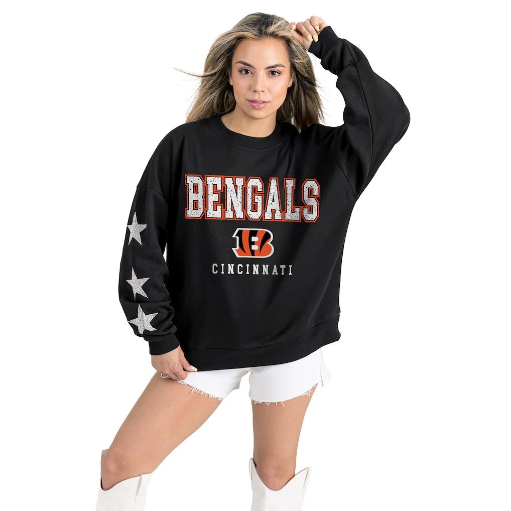 Cincinnati Bengals Gameday Couture Women's Velocity Relaxed Rhinestone Pullover Sweatshirt