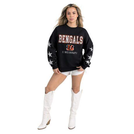 Cincinnati Bengals Gameday Couture Women's Velocity Relaxed Rhinestone Pullover Sweatshirt
