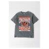 Cincinnati Bengals Gameday Couture Women's Oversized Classic Grind Washed T-Shirt - Gray - Front View