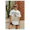 New Orleans Saints Gameday Couture Women's Oversized Classic Fierce Focus T-Shirt - White - Detail View