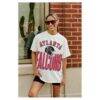 Atlanta Falcons Gameday Couture Women's Oversized Classic Fierce Focus T-Shirt - White - Detail View