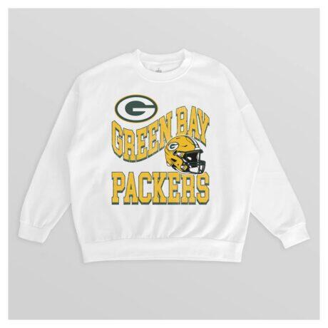 Green Bay Packers Gameday Couture Women's Oversized Hard Earned Premium Fleece Pullover Sweatshirt - White - Front View
