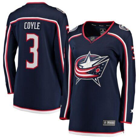 Charlie Coyle Columbus Blue Jackets Fashion7 Women's Home Breakaway Jersey - Navy - Front View