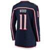 Miles Wood Columbus Blue Jackets Fashion7 Women's Home Breakaway Jersey - Navy - Detail View