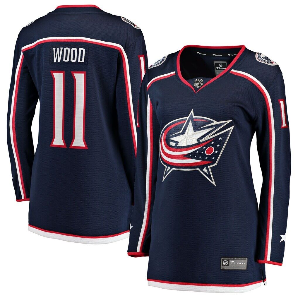 Miles Wood Columbus Blue Jackets Fashion7 Women's Home Breakaway Jersey