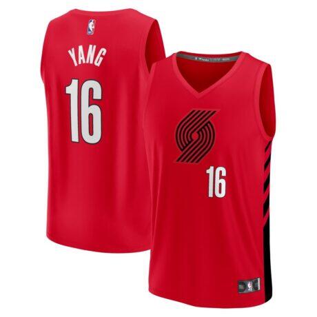 Yang Hansen Portland Trail Blazers Fashion7 Fast Break Replica Jersey - Red - - Front View