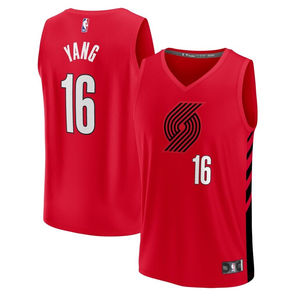 Yang Hansen Portland Trail Blazers Fashion7 Fast Break Replica Jersey - Red - Statement Edition