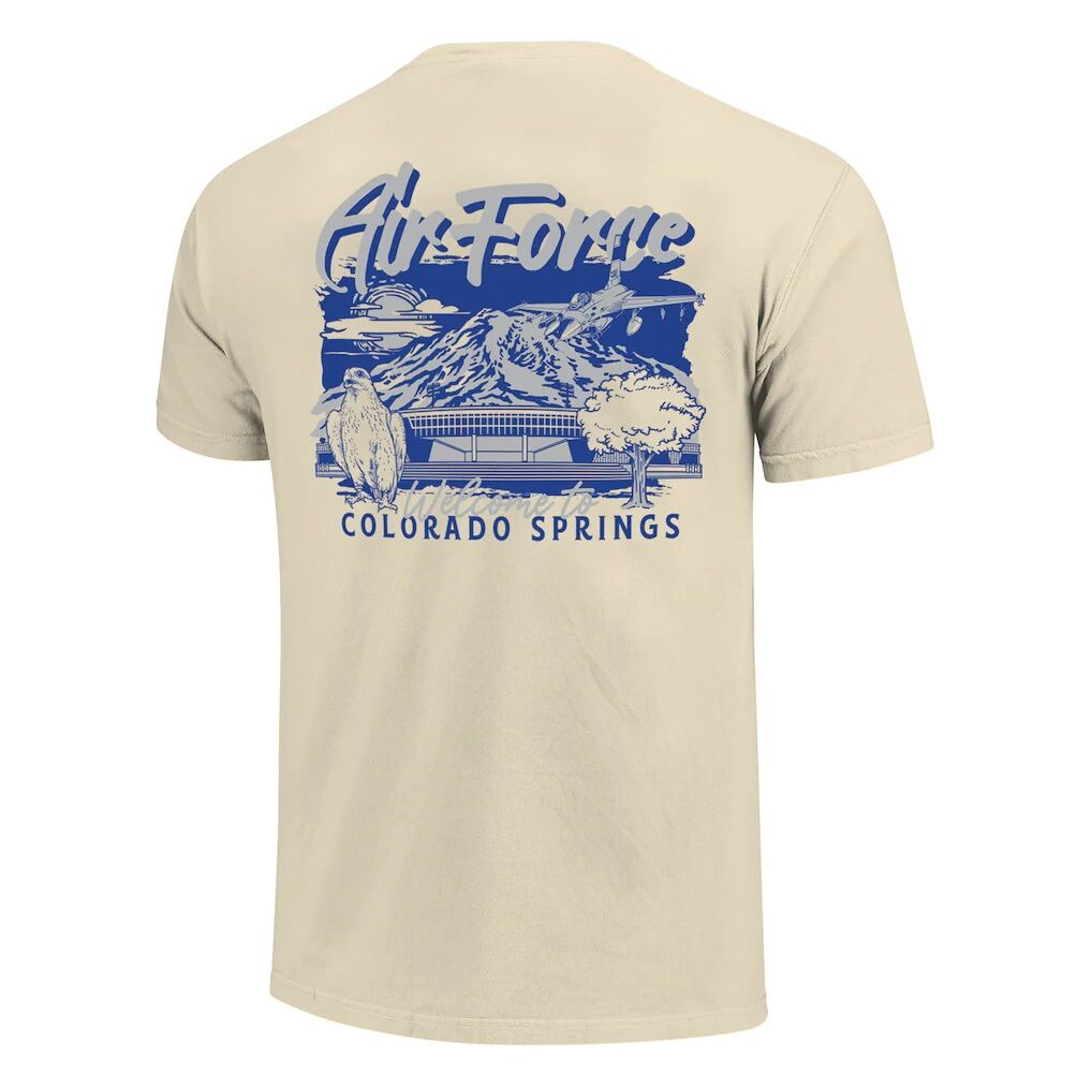 Air Force Falcons Image One Comfort Colors Hand-Drawn Campus Stack T-Shirt - Natural