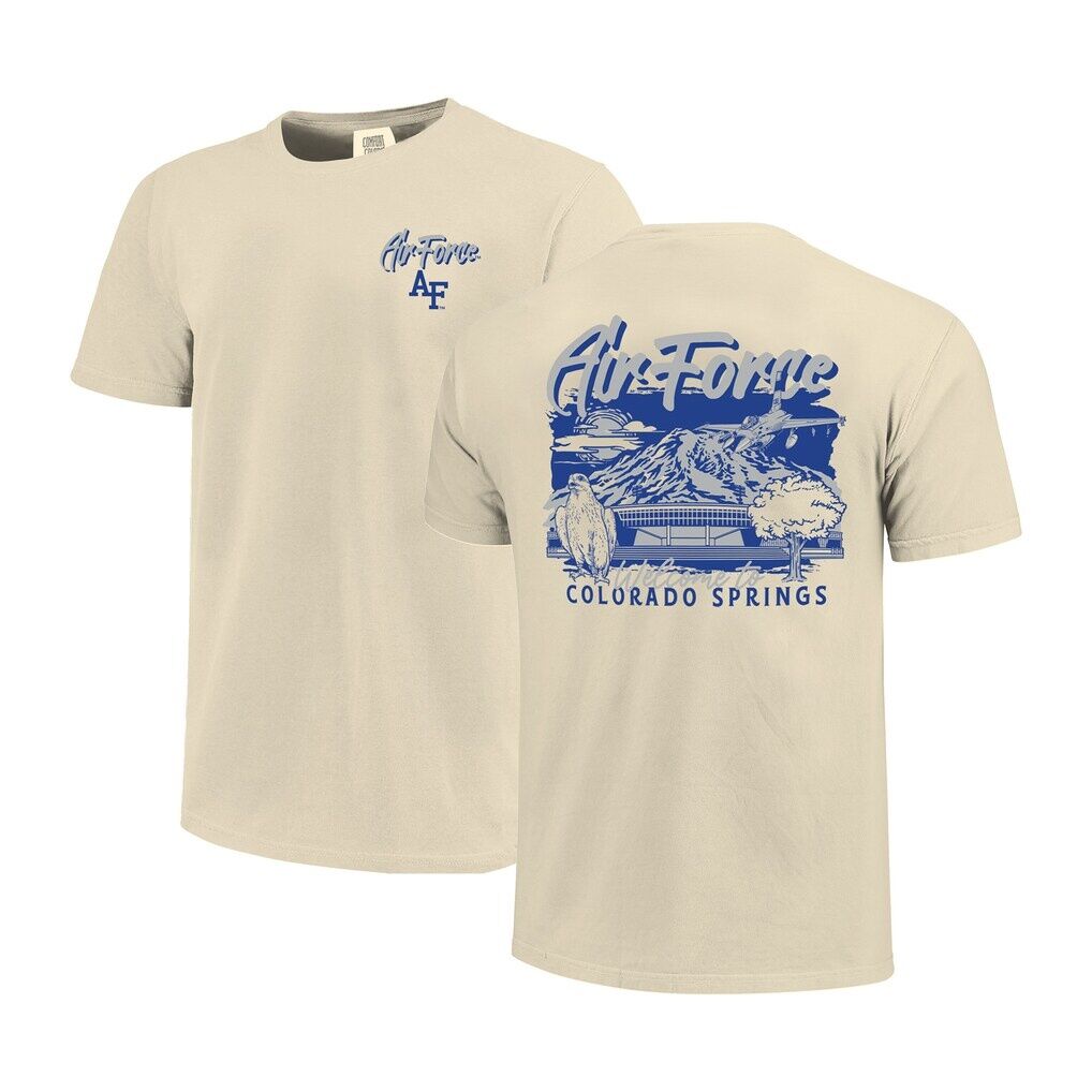 Air Force Falcons Image One Comfort Colors Hand-Drawn Campus Stack T-Shirt - Natural