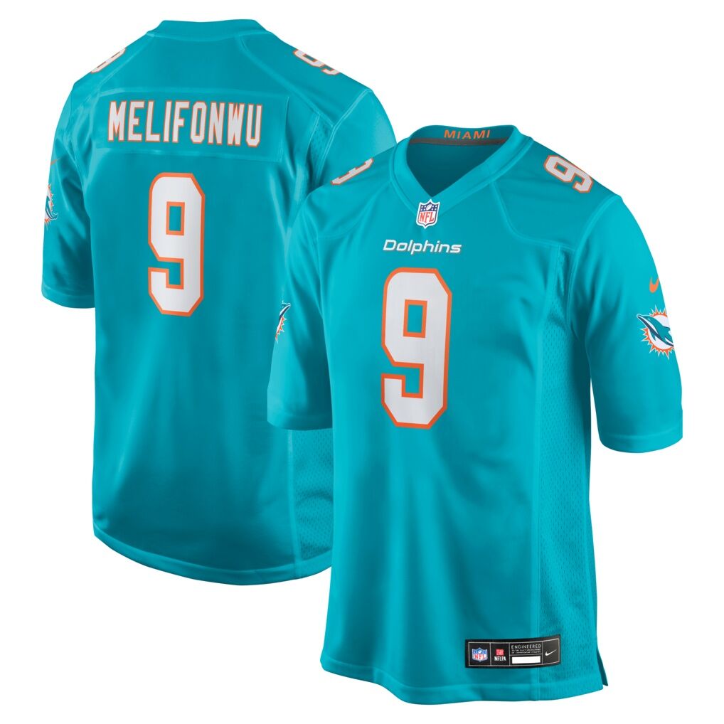 Ifeatu Melifonwu Miami Dolphins Nike Team Game Jersey -  Aqua