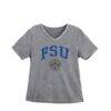Fayetteville State Broncos Gameday Couture Women's Iconic Edge Rhinestone V-Neck T-Shirt - Gray - Front View