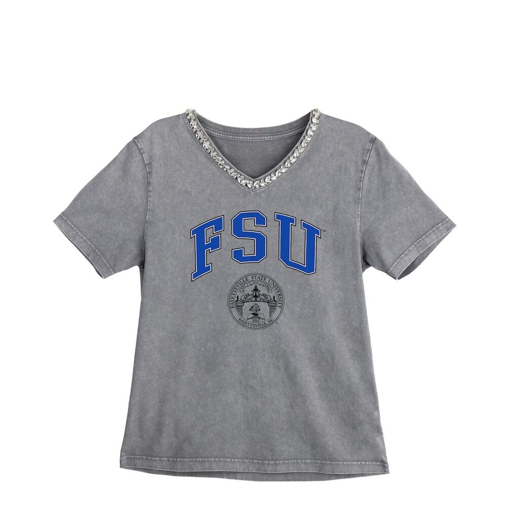 Fayetteville State Broncos Gameday Couture Women's Iconic Edge Rhinestone V-Neck T-Shirt