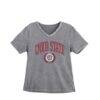 Cal State Chico Wildcats Gameday Couture Women's Iconic Edge Rhinestone V-Neck T-Shirt - Gray - Front View