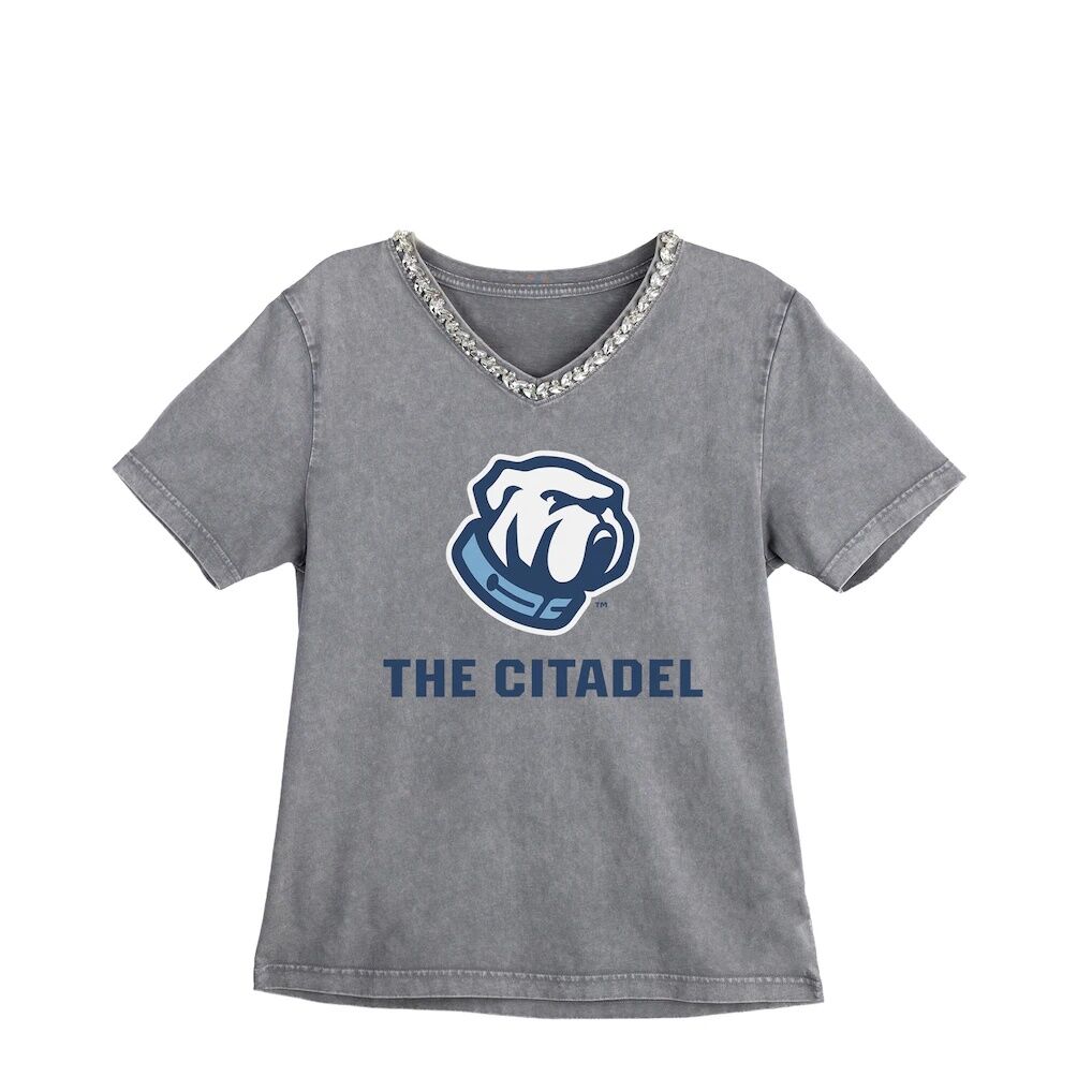 Citadel Bulldogs Gameday Couture Women's Iconic Edge Rhinestone V-Neck T-Shirt