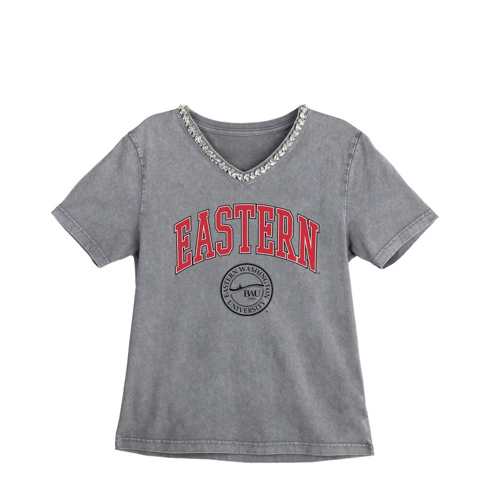 Eastern Washington Eagles Gameday Couture Women's Iconic Edge Rhinestone V-Neck T-Shirt