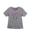 ECU Pirates Gameday Couture Women's Iconic Edge Rhinestone V-Neck T-Shirt - Gray - Front View