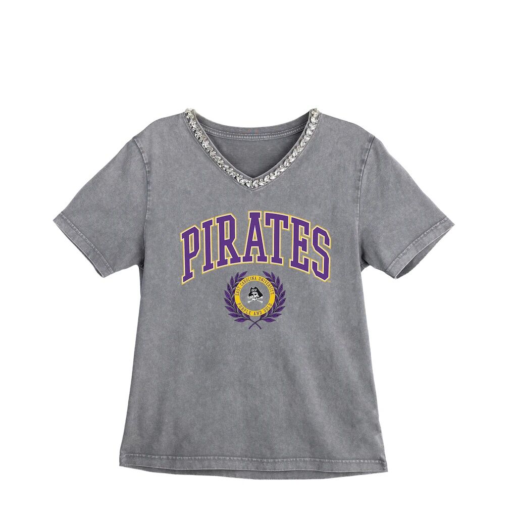 ECU Pirates Gameday Couture Women's Iconic Edge Rhinestone V-Neck T-Shirt