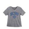 Elizabeth City State University Vikings Gameday Couture Women's Iconic Edge Rhinestone V-Neck T-Shirt - Gray - Front View