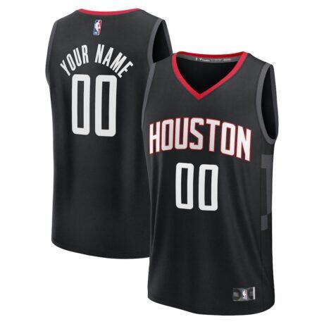 Houston Rockets Fashion7 Youth Fast Break Custom Jersey - Black - Front View