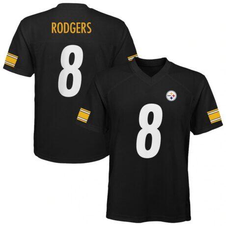 Aaron Rodgers Pittsburgh Steelers Youth Replica Jersey - Black - Front View