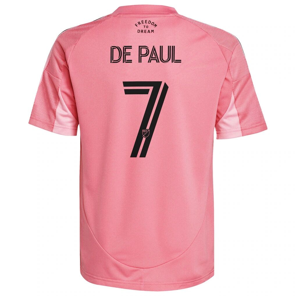 Rodrigo De Paul Inter Miami CF adidas Youth 2025 Euforia Replica Player Jersey - Light Pink