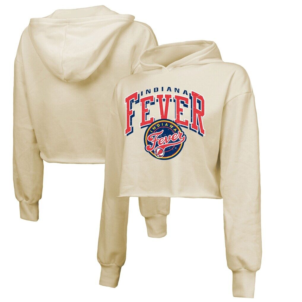 Indiana Fever Majestic Threads Women's Circus Shot Drop Shoulder Tri-Blend Cropped Pullover Hoodie